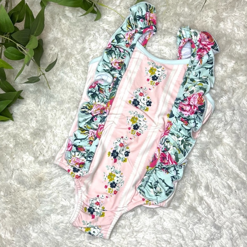 SWEET HONEY NWT One piece Girls Toddler Swimsuit  Floral Ruffles Size 2T